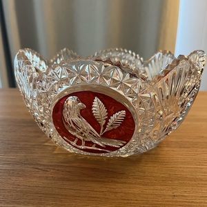 Hofbauer Ruby Byrdes Lead Crystal 8" or 7" Round Bowl with Sawtooth Edge